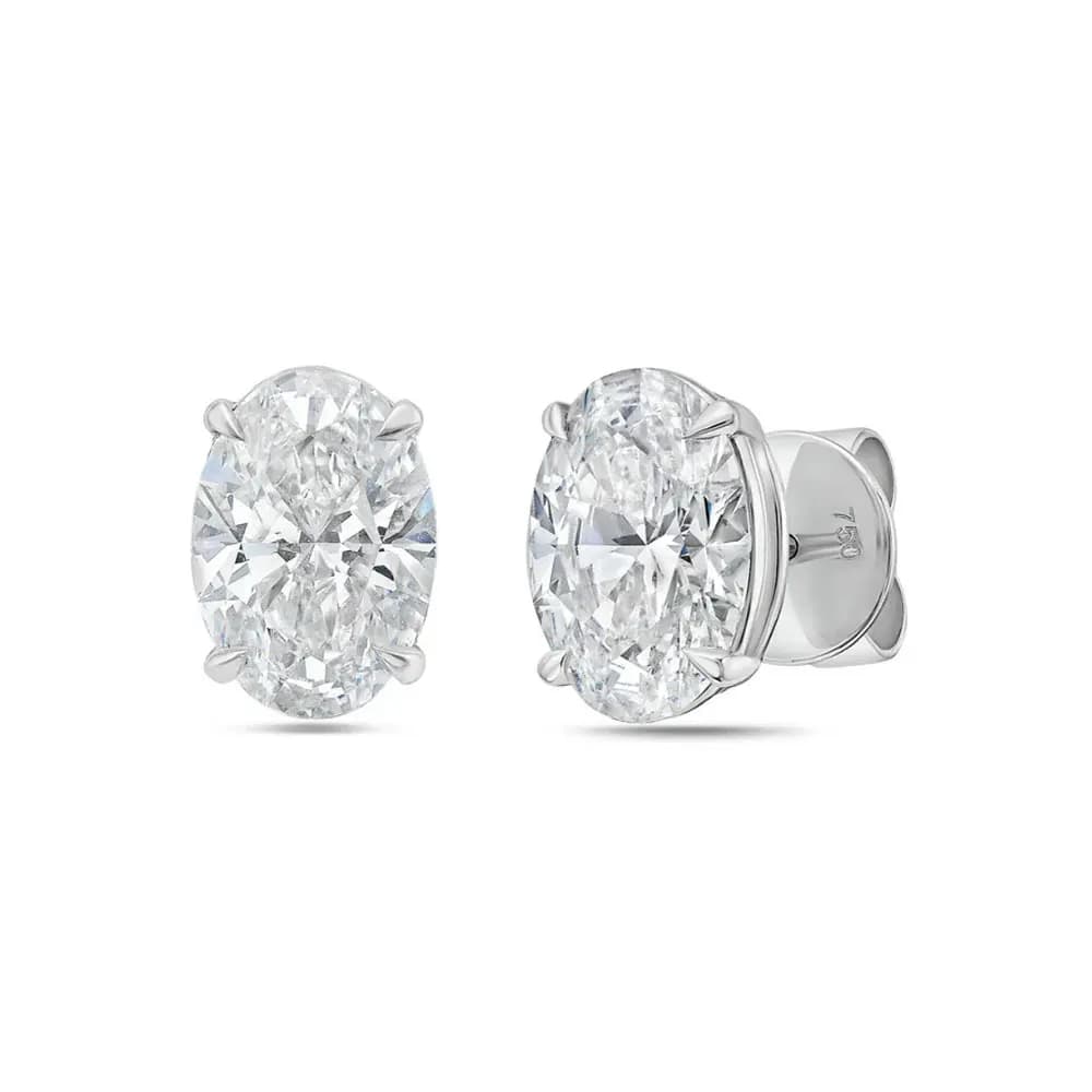 Kanolan Oval Moissanite Earrings for Women 1-4ct D VVS1 Sparkling Stud Earring Solid s925 Silver Jewelry Wedding Engagement Gift