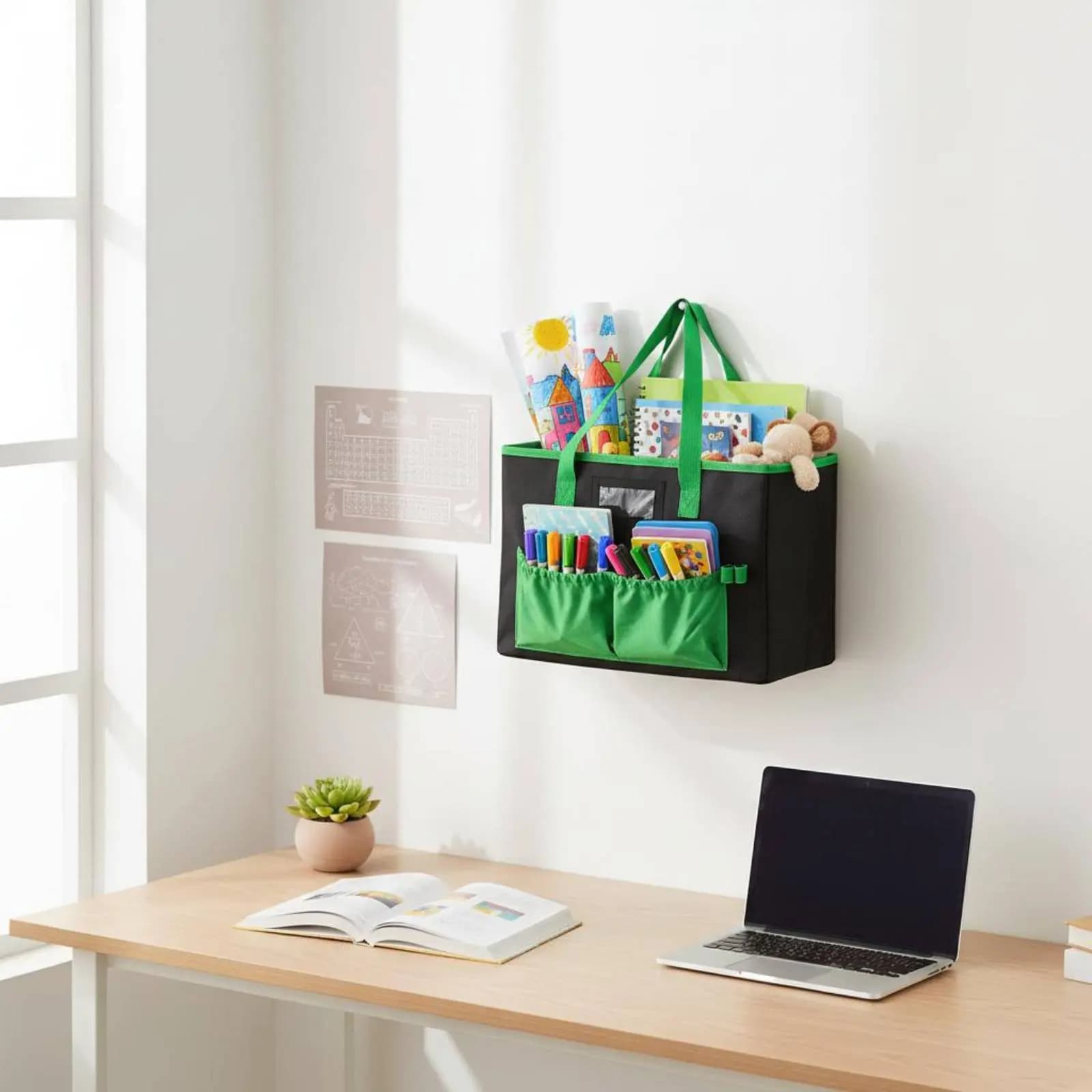 Borsa Portadocumenti Pieghevole Robusta con Finestra per Etichette, Porta Cartelle Appendibile, Accessorio per Insegnanti e Ufficio