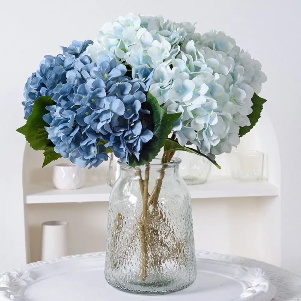 Wedding Garden 45CM Artificial Hydrangea Blue Realistic Fake Silk Flowers Colorful Flower Bouquet