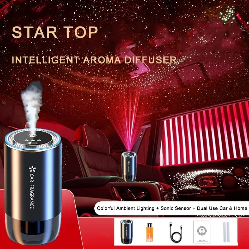Car Cooler with LED Light Star Projection Light Home Perfume Automatic Air Purifier Aromatherapy Car Accessories for Tesla