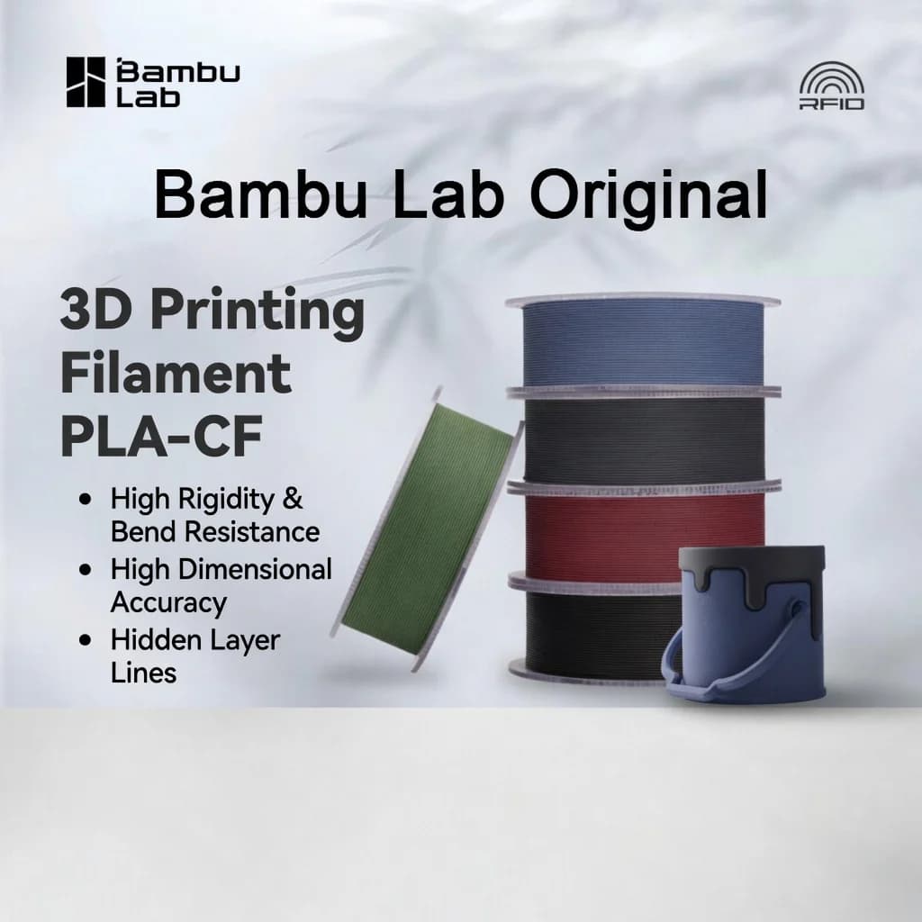 Filamento PLA CF Originale Bambu Lab per Stampante 3D, 1KG, PLA-CF in Fibra di Carbonio ad Alta Resistenza, Materiale per Stampa Fai-da-Te, Consumabili per Macchine