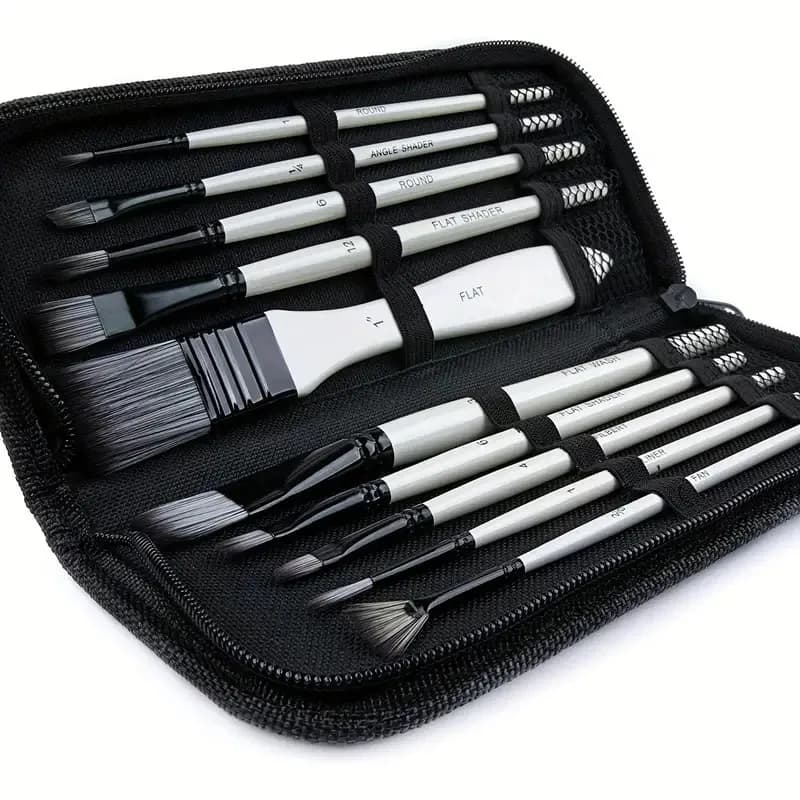 10/12pcs Premium Artist Paint Brushes With Carry Bag For Artist Acrylic Watercolor Gouache Oil Painting