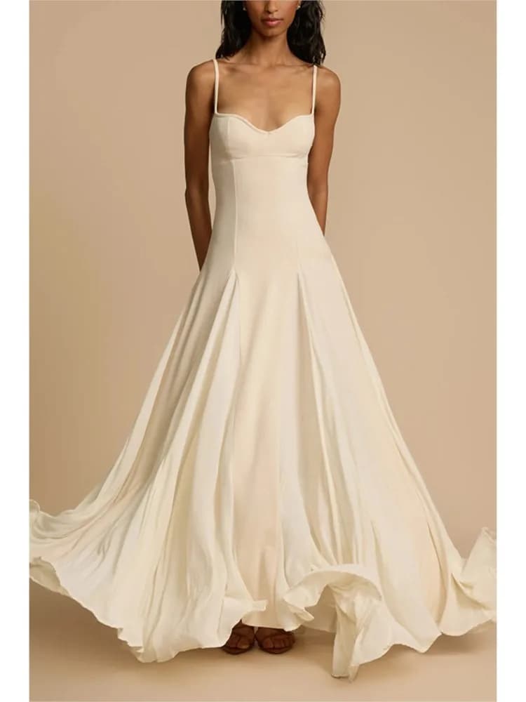 Abito da festa bianco da donna Moda pizzo scollo a V cinturino per spaghetti Backless Maxi abiti per le donne Robe Sexy Boho Abiti femminili