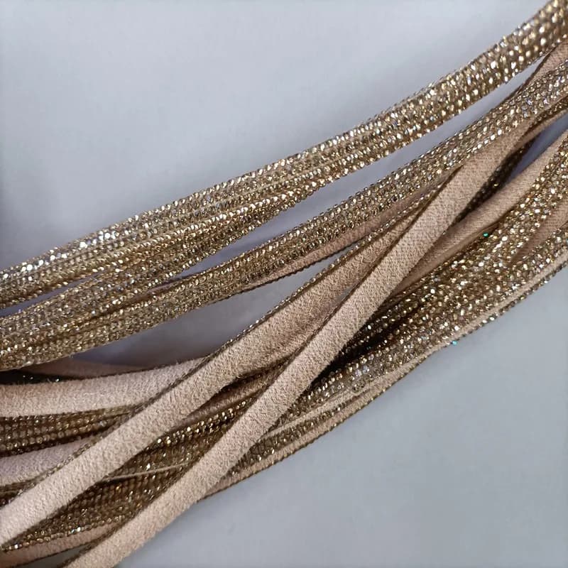 Corda in Cotone con Strass di Cristallo a Mezza Sfera da 10-50 Iarde per Sandali, Scarpe, Cappelli Fai-da-te 4/6/9mm