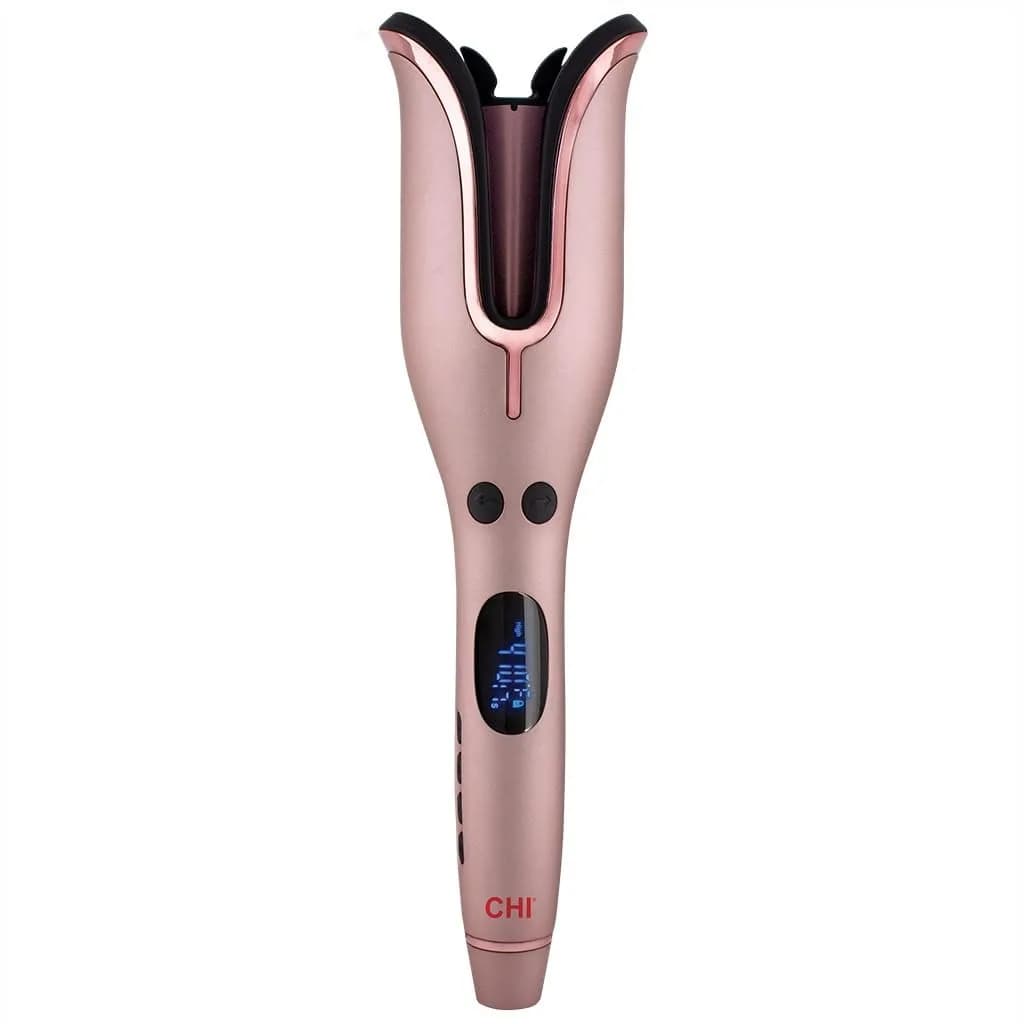 Ferro arricciacapelli rotante per onde senza sforzo, impostazioni di calore regolabili per tutti i tipi di capelli, spegnimento automatico, oro rosa