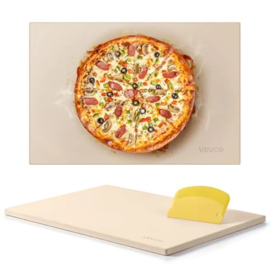 Pizza Stone, 20 x 14 x 0.67 in Rectangular Pizza Stone, Extra Large Baking-Stone with Scraper, 1450℉ Heat-Resistant Cordierite,