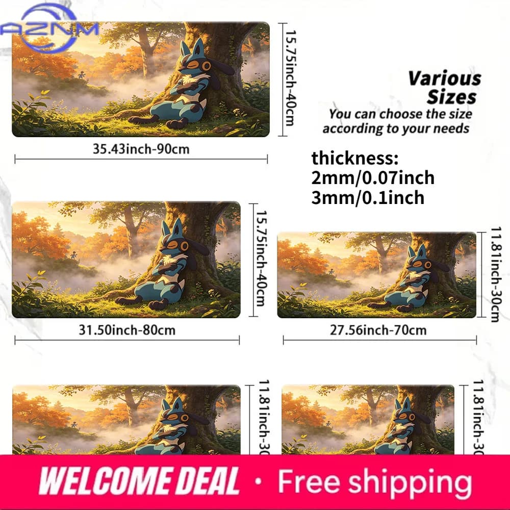 Tappetino per mouse Lucario Autumn Forest Gaming Desk Mat, antiscivolo e lavabile