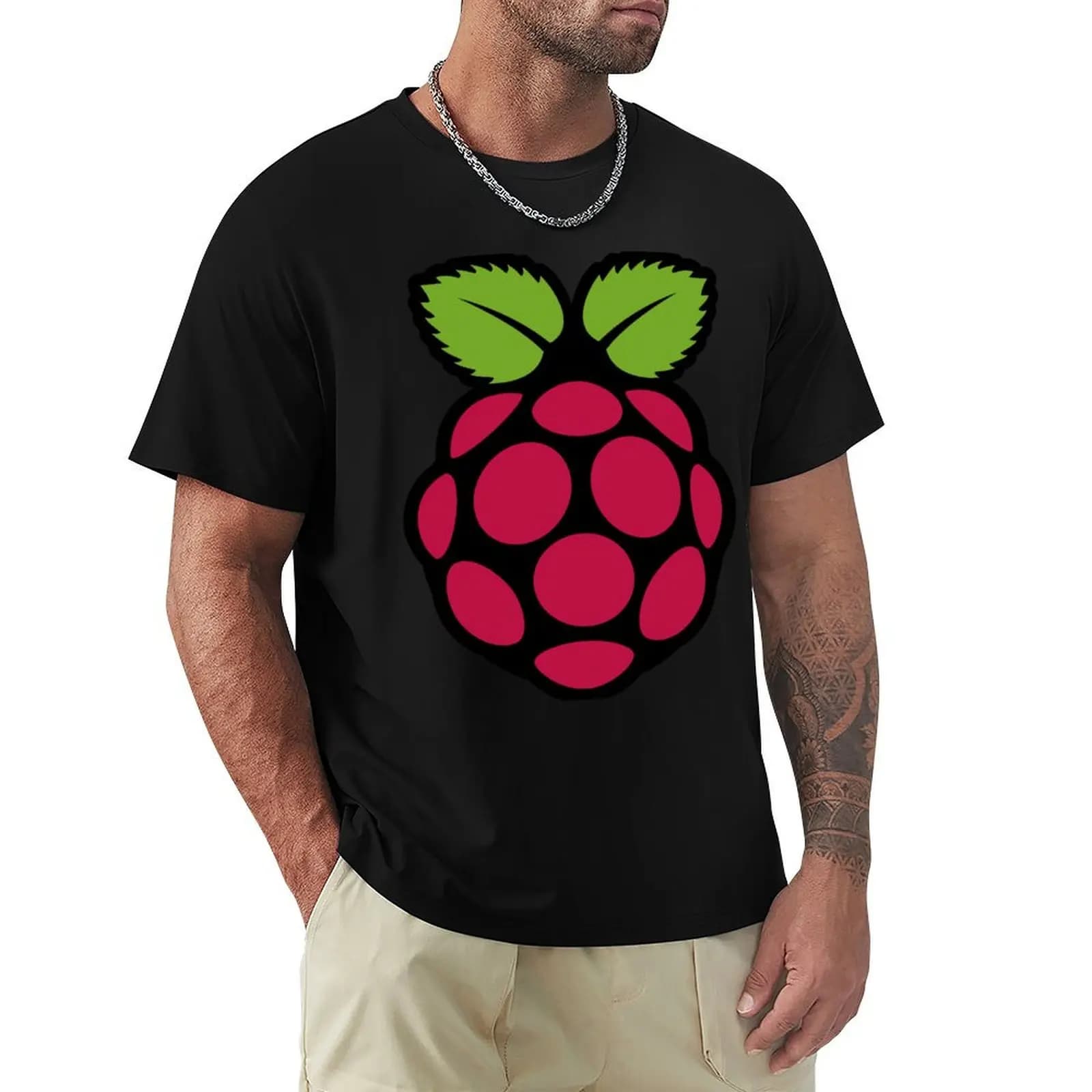 Raspberry pi logo T-Shirt Work Duty Casual T-Shirt