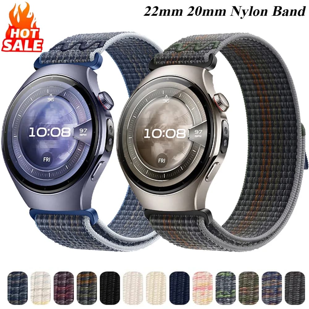 22mm 20mm cinturino in nylon per Huawei Watch 5/4/GT5/4/3/2 Pro 46mm cinturino da cucito braccialetto Amazfit Active2/Balance 2 cinturino