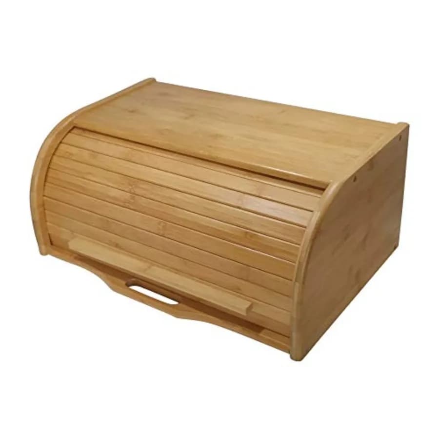 Grande contenitore per il pane, cestino per il pane, scatola in legno, scatole portaoggetti, organizer da cucina, portapane con coperchio a rullo. Contenitori per il pane da cucina
