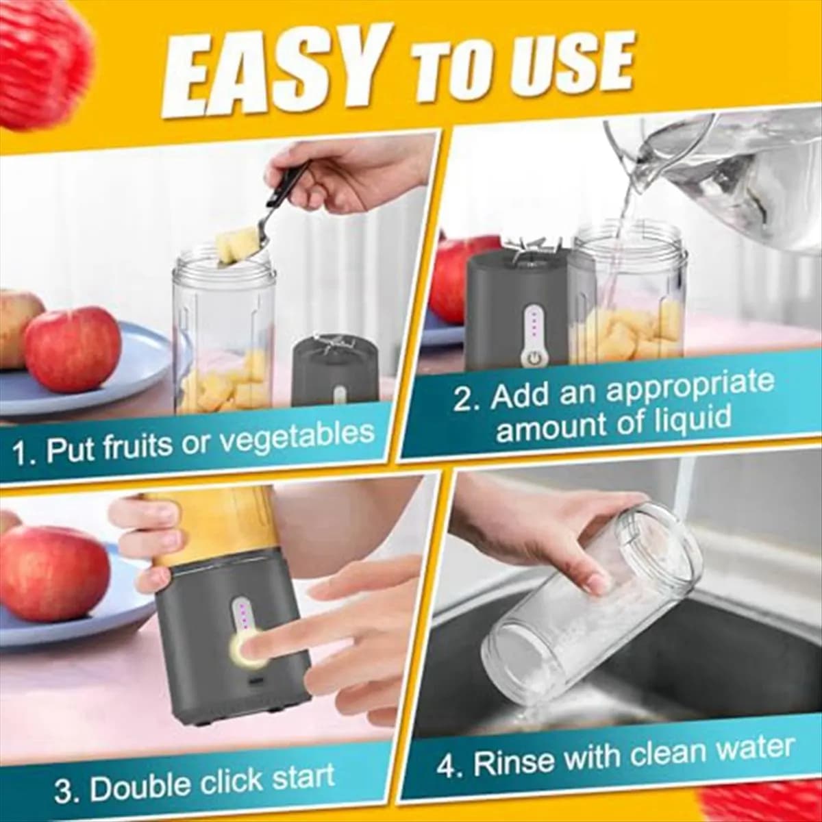 (A25M) Frullatore Portatile Mini Completamente Automatico per Frullati e Smoothie