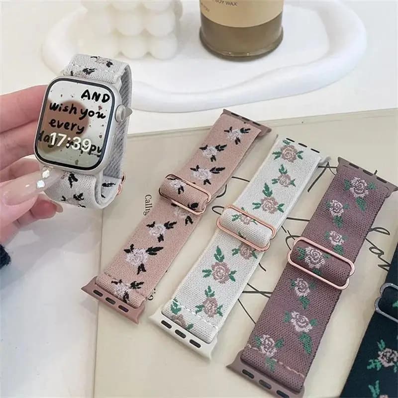 Cinturino in nylon con ricamo per Apple Watch 46mm 45mm 44mm 40mm 49mm 41mm 42mm per iWatch Series 11 10 9 7 8 3 6 SE Ultra 3