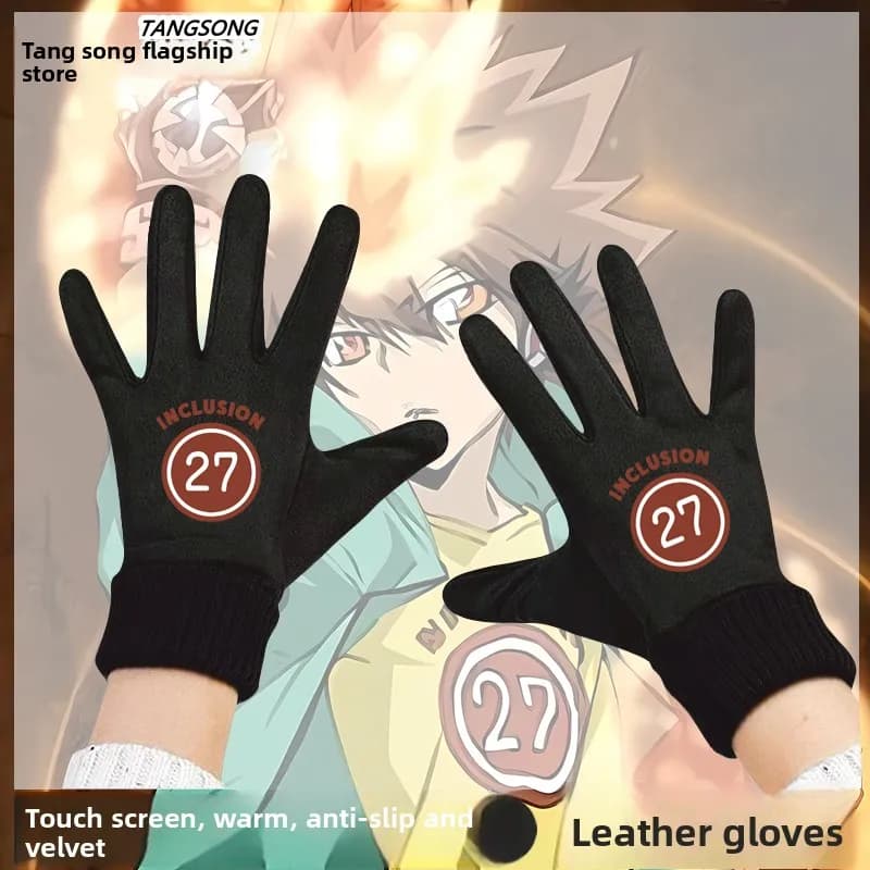 Winter Cycling Gloves with Touchscreen for Men, Casual Gloves Leafed in Bicycle Apples, Design Anime Fly Teacher Zetai Kyouji
