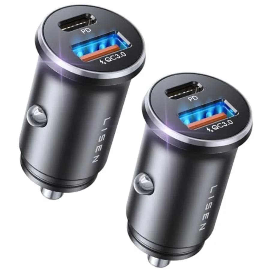 Caricabatterie USB C per Auto, Adattatore USB per Accendisigari 69W, Accessori Auto Regalo per Uomini, Mini Adattatore USB-C per Ricarica Rapida in Auto