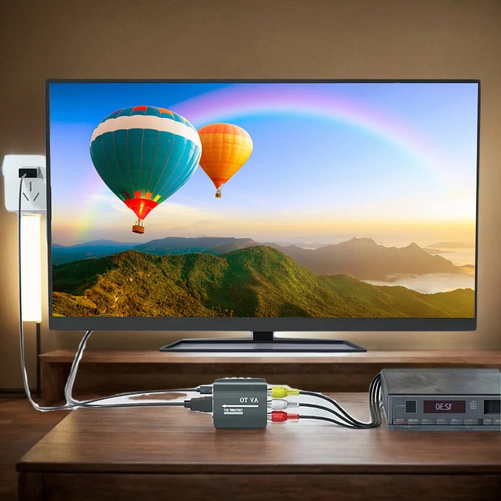 Convertitore Video HD 1080P da AV a HDMI con Cavo USB, Compatibile con N64, Wii, PS1/2/3, Xbox One, SNES, ecc.