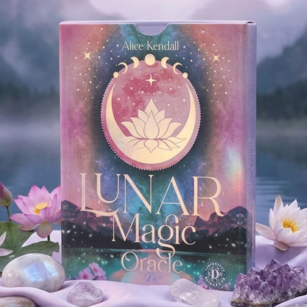 Lunar Magic Oracle Deck 40 Moon Cards Double-embossed 10.5*7.5cm, Moon Phases, Goddesses, Sacred Animals, Plants Spiritual Gift