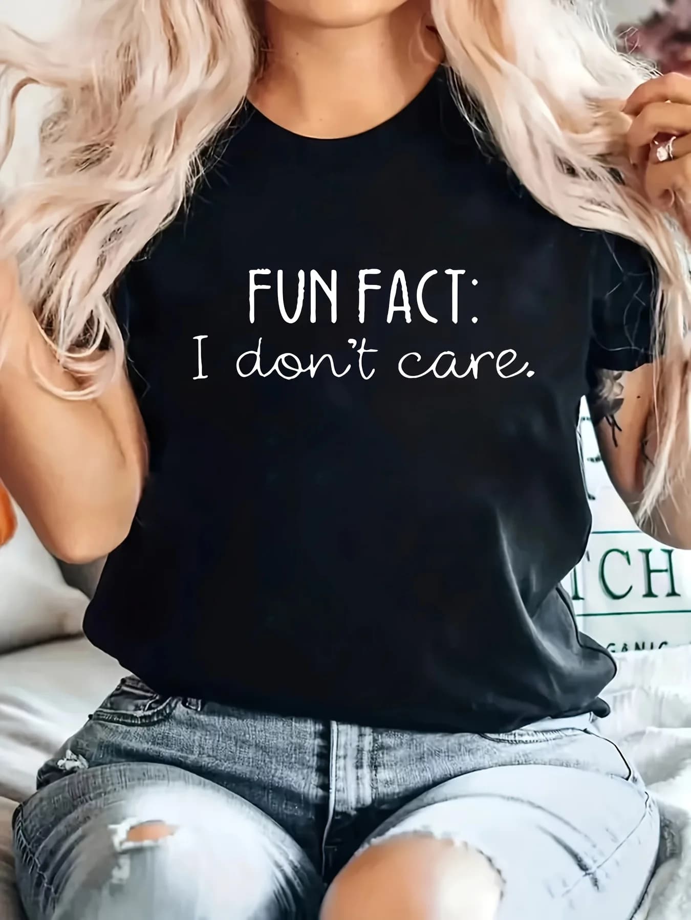 T-shirt da donna taglie forti con stampa di lettere