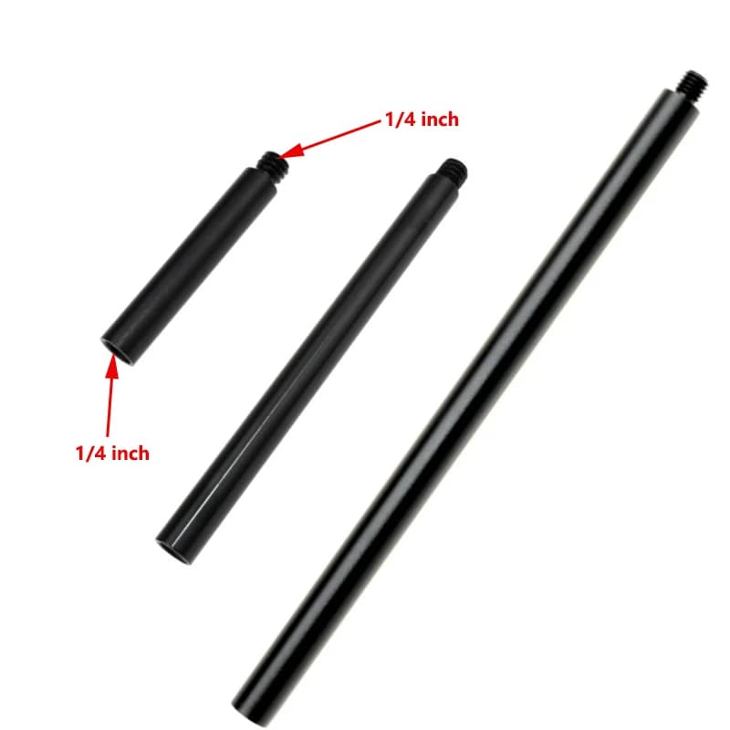 Arm support with extension rod with aluminum thread with poles for 1/4" male extension tube for tripods for action camera Dash Cam