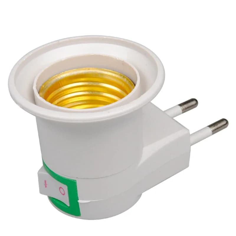 E27 Plug EU Base Lamp Bulb Base socket Adapter Converter 250V 6A White night light with on/off control switch