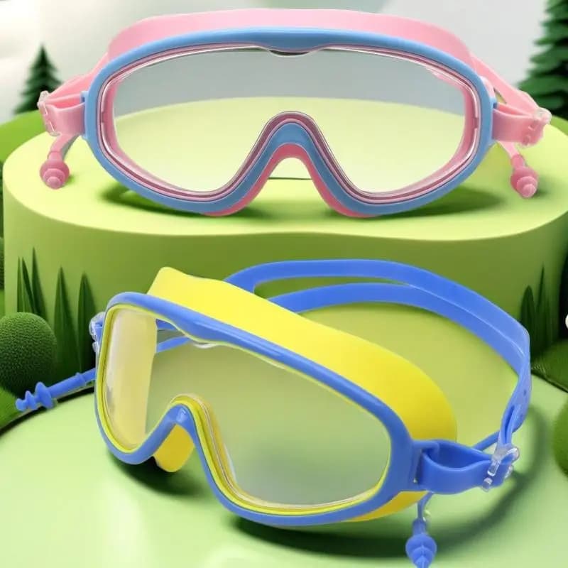 Big Frame HD Wide View Kids Swim Goggles Anti Fog Waterproof Swimming Mask Boys Girls 3-15 Multi Color Selection
