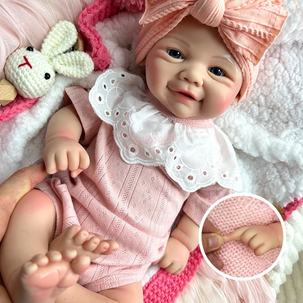 Vivienne 17" Full Silicone Reborn Baby Doll Hand Painted Veins Reborn Baby Girl/Boy Lifelike Newborn For Collectible Art Doll