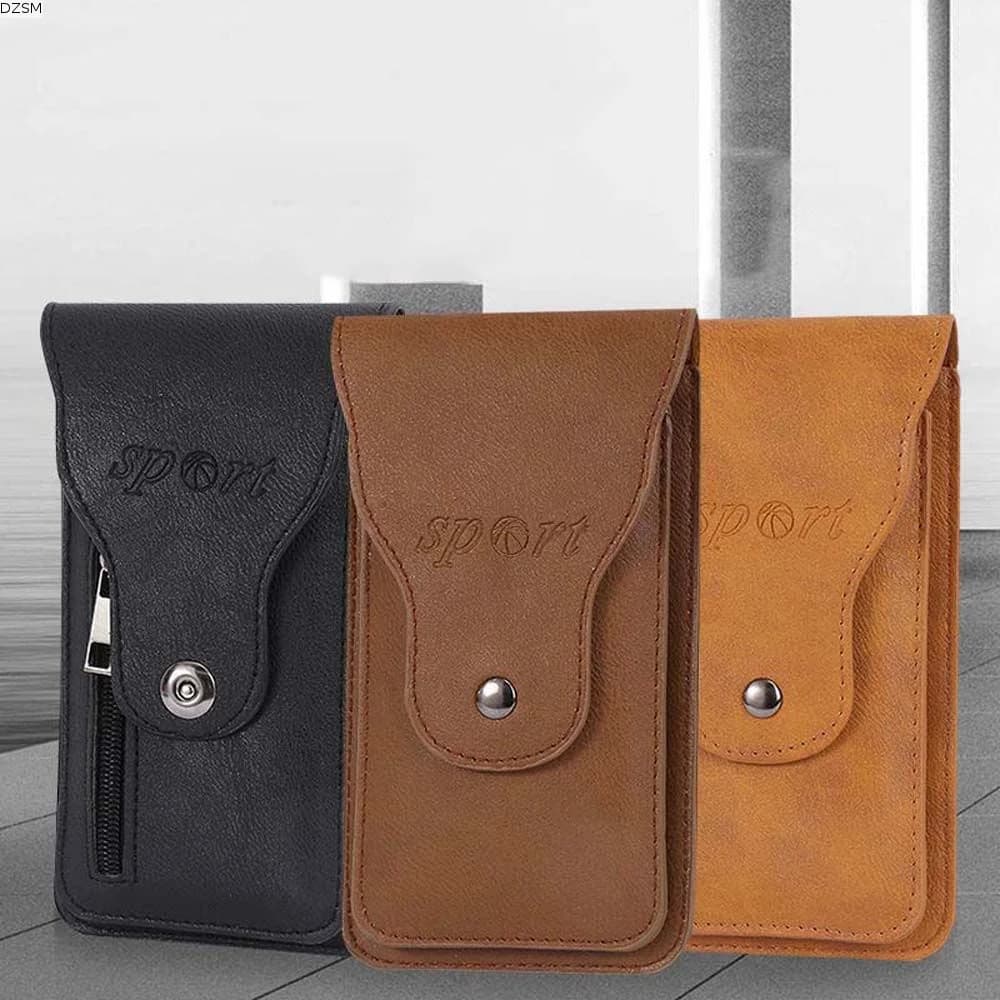 PU Leather Mobile Phone Case Hasp Zipper Running Bags Belt Bag Outdoor Wallet Waist Pack Cell Phone Holder Fanny Pack Waist Bag