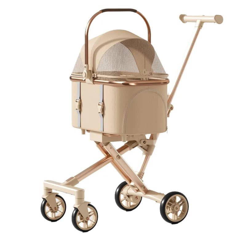 Light Foldable Pet Stroller Detachable Carrier Trolley for Small Medium Dogs Cats Outdoor Travel