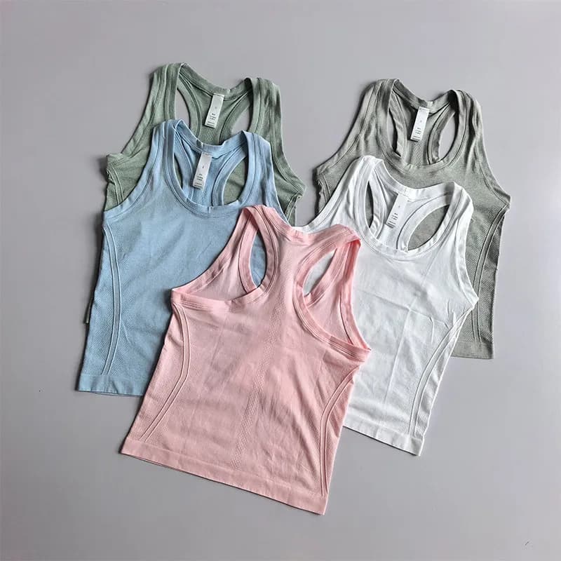 Sports Racer Vest Quick-Drying Yoga Clothing Single Layer Slim Fit Elastic Pilates Outer Wear for Fitness