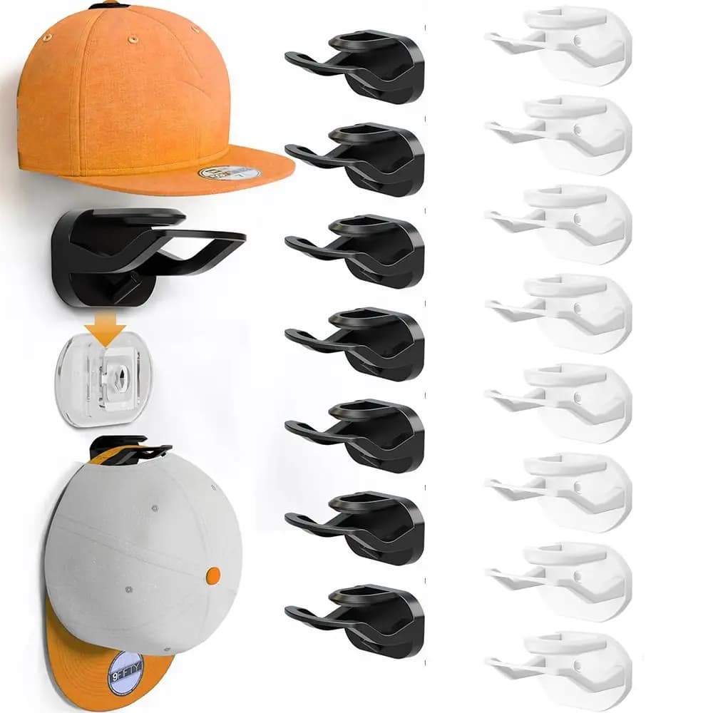 1/4Pcs Space Saving Adhesive Hat Hooks for Wall No Drilling Wall Mounted Removable Hat Rack Baseball Caps Organizer Plastic