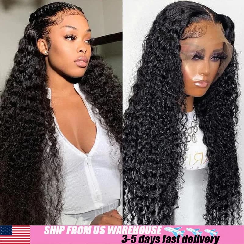 Ricci Human Hair Wigs HD Lace Wig Water Wave 13x6 Human Hair Wig in Black Lace Brazilian Wigs Original wig for loose deep wave