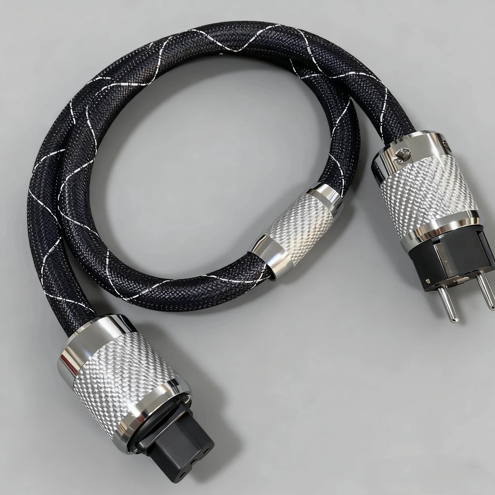 Cavo di alimentazione HiFi Nanoflux-18 EU Schuko, Cavo Audio Hi-Fi OCC in Fibra di Carbonio Rodiato con Spina EU/US C15