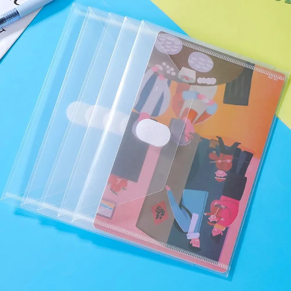 High Quality A4/A5/A7/A8 File Folder Waterproof Plastic Document Folder Transparent File Bag Students