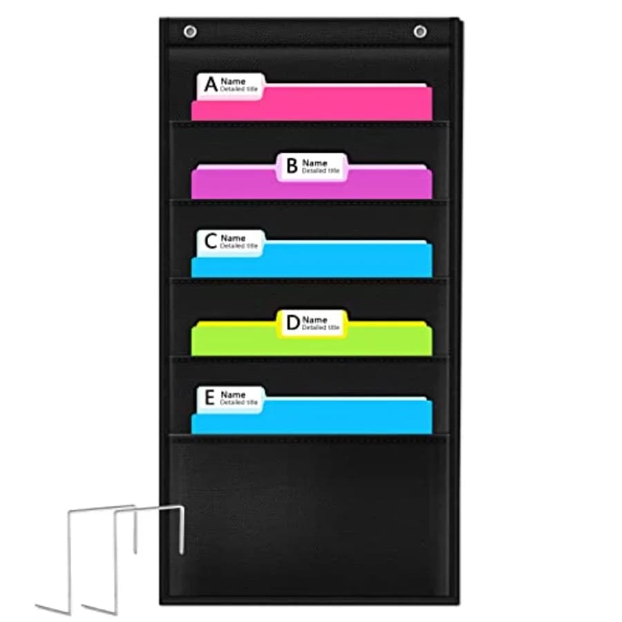 Heavy Duty Storage Pocket Chart for Classroom and Office, Clear Storage Pocket Chart for Files Folder