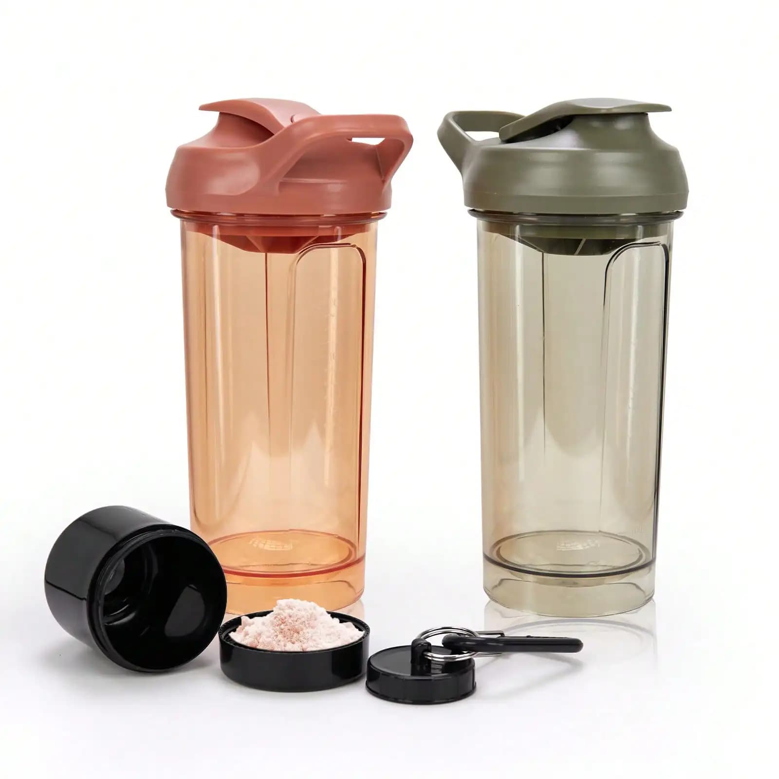 2 PCS 28 OZ Shaker Bottle With Pill Organizer And Storage For Protein Powder, Wide Mouth, Leak-Proof Shaker Cup With Powder Funn