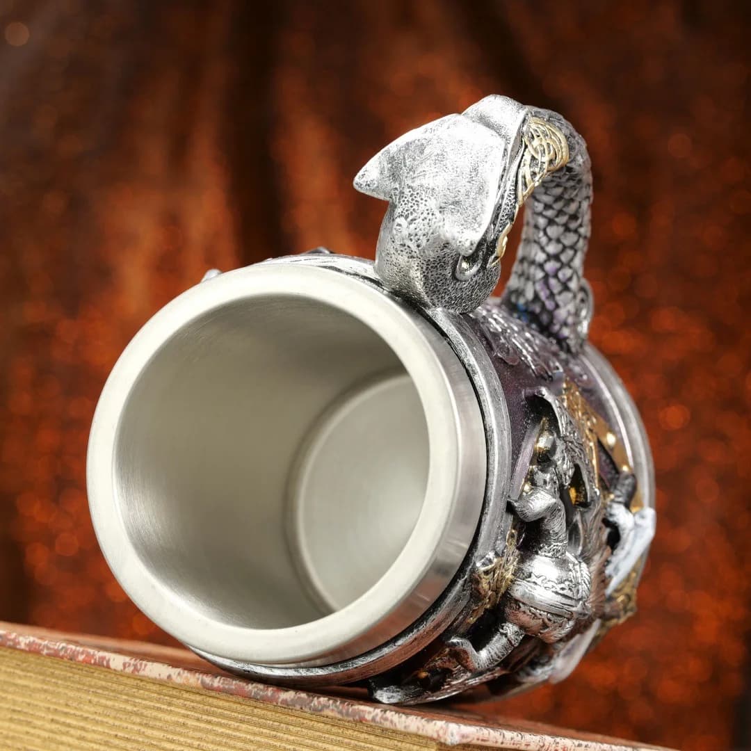 600ML Medieval Valhalla Viking Stainless Steel Nordic Viking Barrel Dragon Boat Warrior Horn Skull Beer Mug Beer Coffee Cup