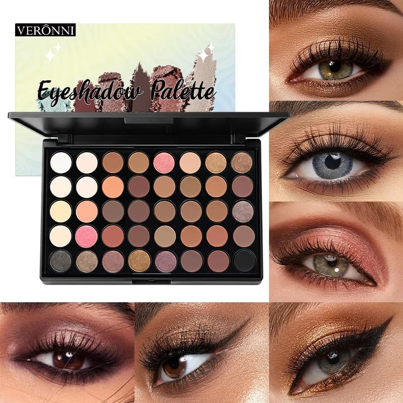 40 Colors Eyeshadow Palette Earth Tone Matte Waterproof Long Lasting Pressed Powder Cosmetics Kit Fashion Women MakeUp Tools