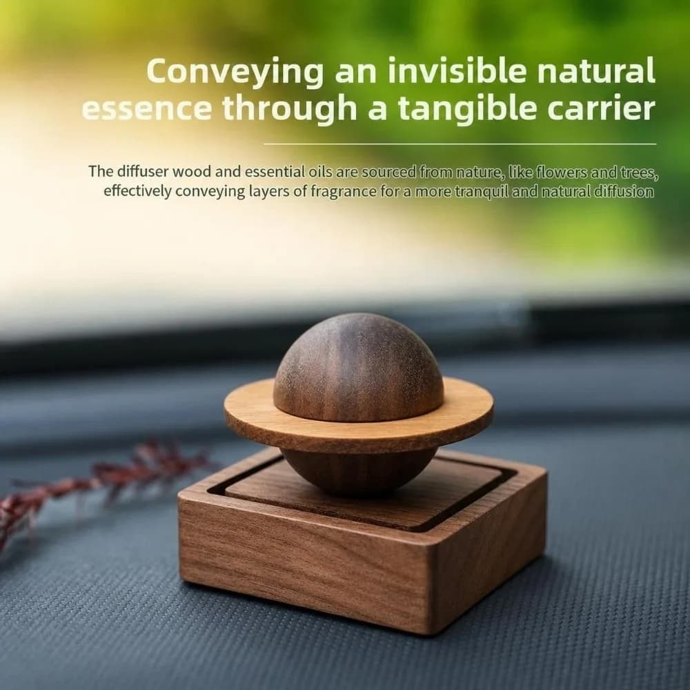 Handmade Wooden Essential Oil Diffuser Jupiter Shape Compact Aromatherapy Diffuser Creative Elegance Planetary Diffuser