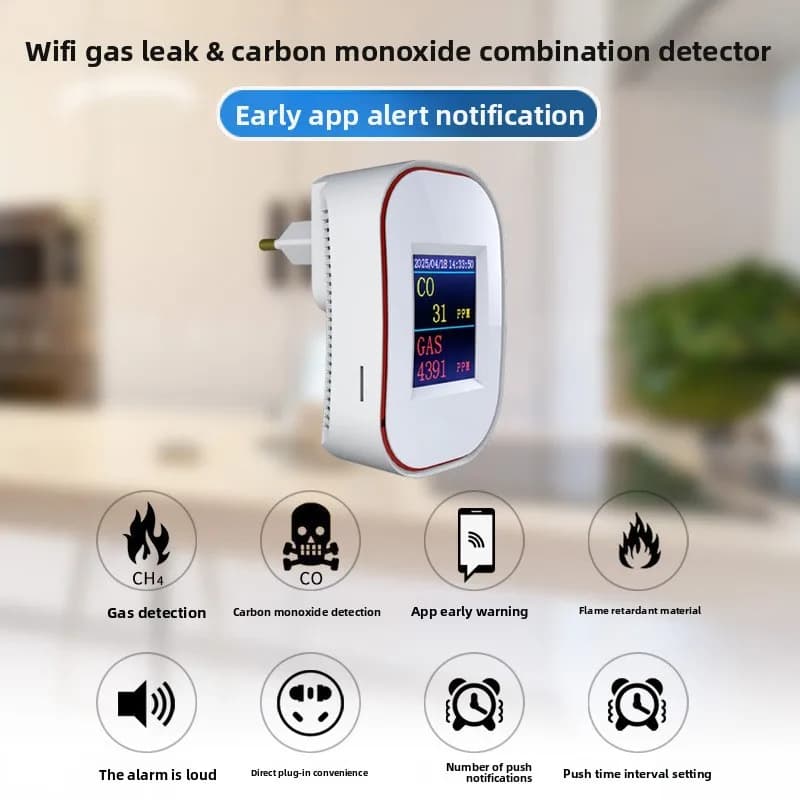 Rilevatore di Monossido di Carbonio con Display a Colori in Tempo Reale, Allarme Gas WiFi