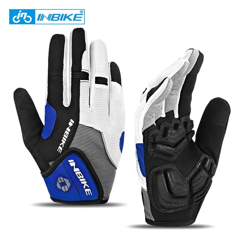 Guanti da bicicletta INBIKE Guanti da ciclismo MTB con dita intere in gel per uomo Guanti da bici da strada per equitazione Accessori per bici touchscreen