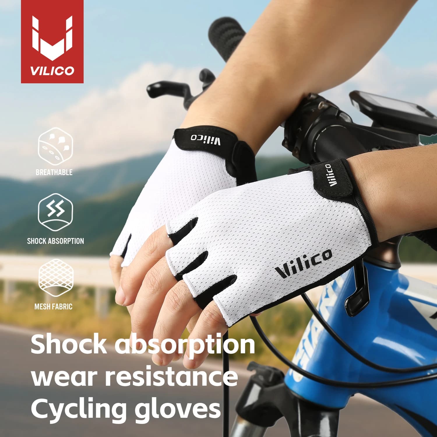 VILICO 1 Pair New Summer Half Finger Cycling Gloves for Men Outdoor Sports Non slip Breathable Bicycle Riding Gloves