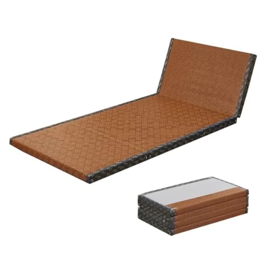 Japanese Tatami Floor Chair, 1.1in Thick Foldable Coconut Fiber Meditation Cushion with Natural Rattan Surface, for Meditation,