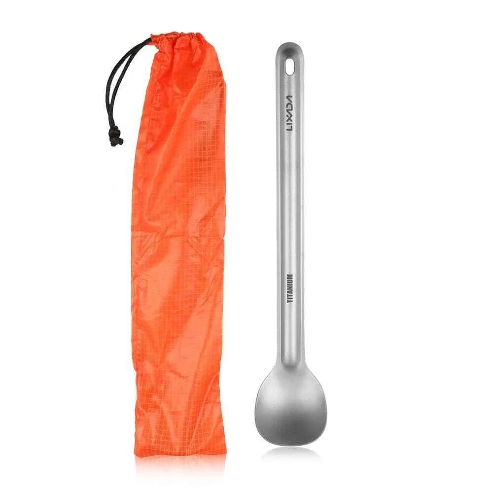 Lixada 15g cucchiaio con manico lungo in titanio cucchiaio da pranzo portatile all'aperto posate da campeggio per cucchiaio da campeggio ultraleggero Picnic Cutl