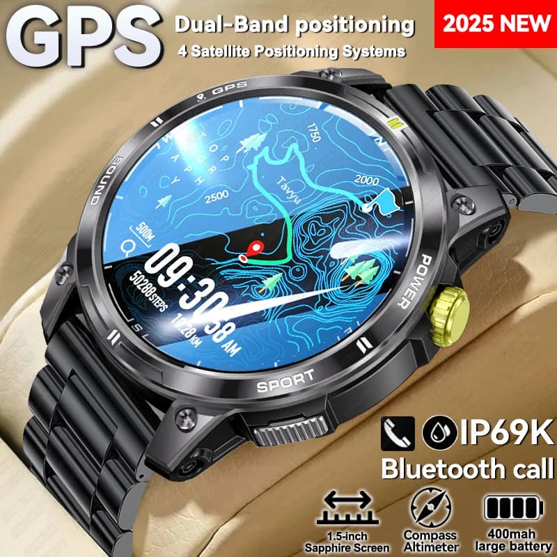 2025New GPS Bluetooth Call AMOLED Men's Watch Smartwatch for Android iOS