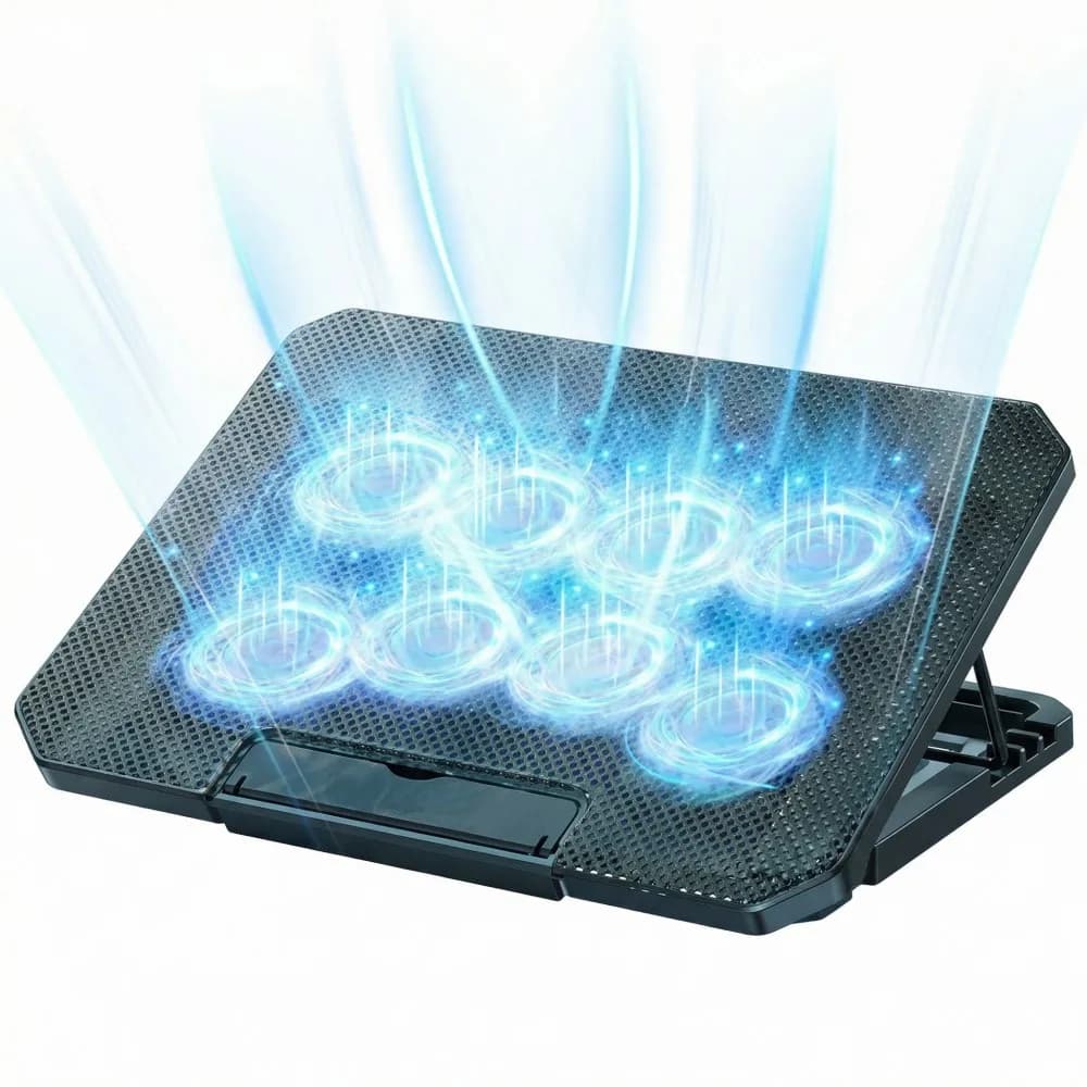 Ventola di raffreddamento per laptop da gaming da 17 pollici con schermo LED, due porte USB, 2600 RPM, supporto per notebook, base di raffreddamento per laptop.