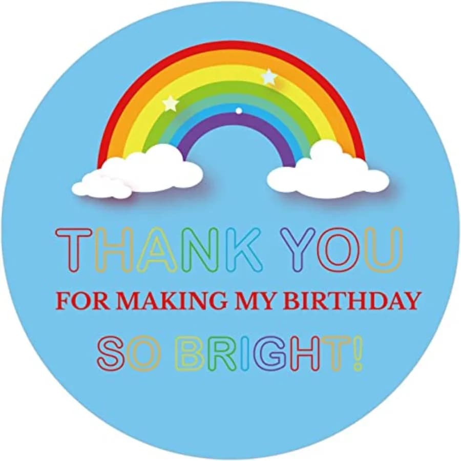 Rainbow Birthday Favor Labels, 50 Pack - 2 Inch Thank You Stickers