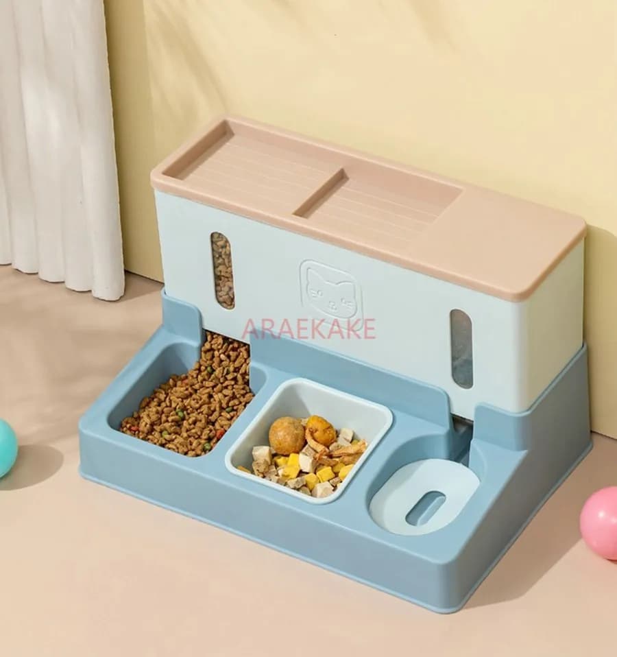 Ciotola Automatica per Animali Domestici, Ciotola Doppia per Cibo e Acqua per Cani e Gatti, Dispenser Rialzato per Acqua Potabile, Accessori per Animali