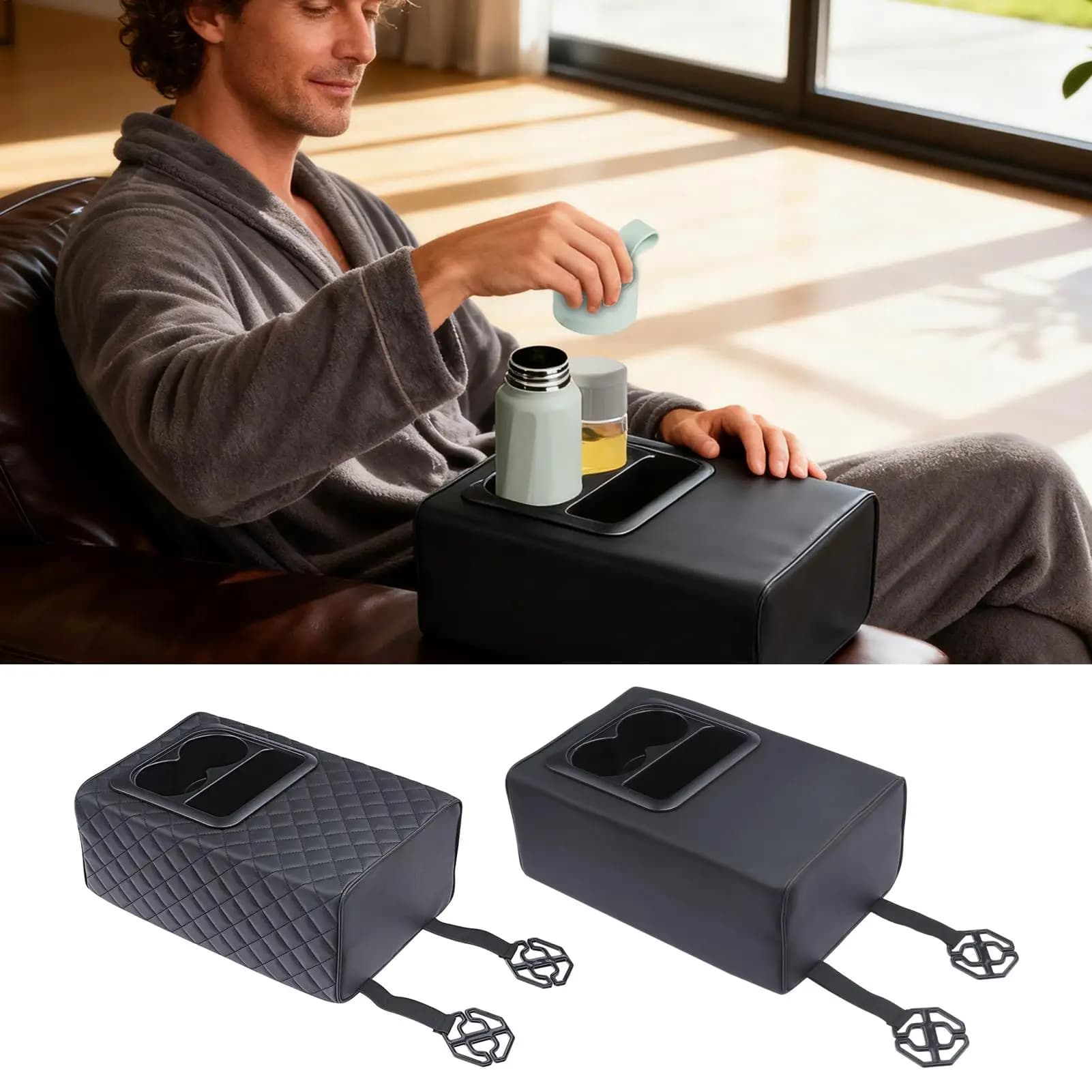 Scatola bracciolo sedile posteriore per auto Organizzatore portaoggetti interno automobilistico Bracciolo sedile posteriore per auto Scatola console a 2 file per SUV camion berlina