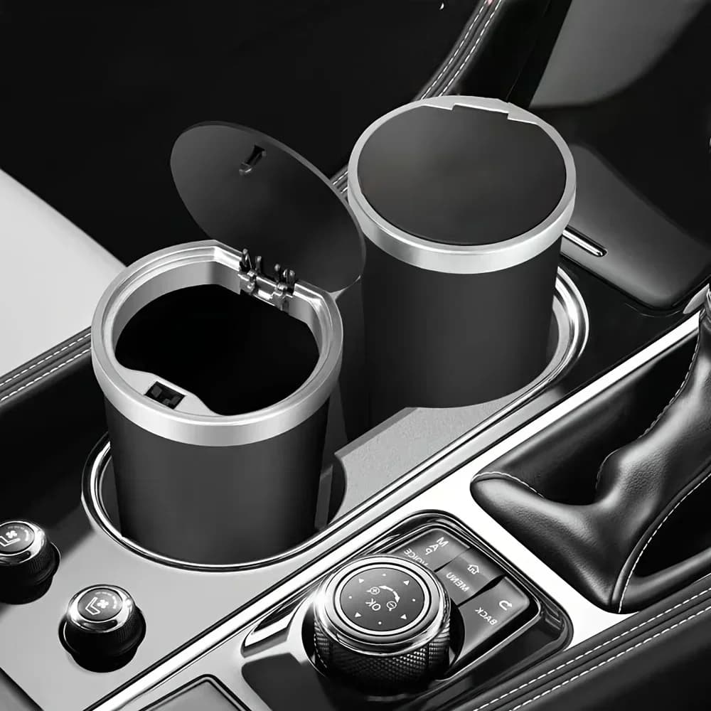Car Trash Can with Easy-Press Pop-Up Lid Durable Odor-Blocking Waterproof ABS Bin for Cup Holders Storage