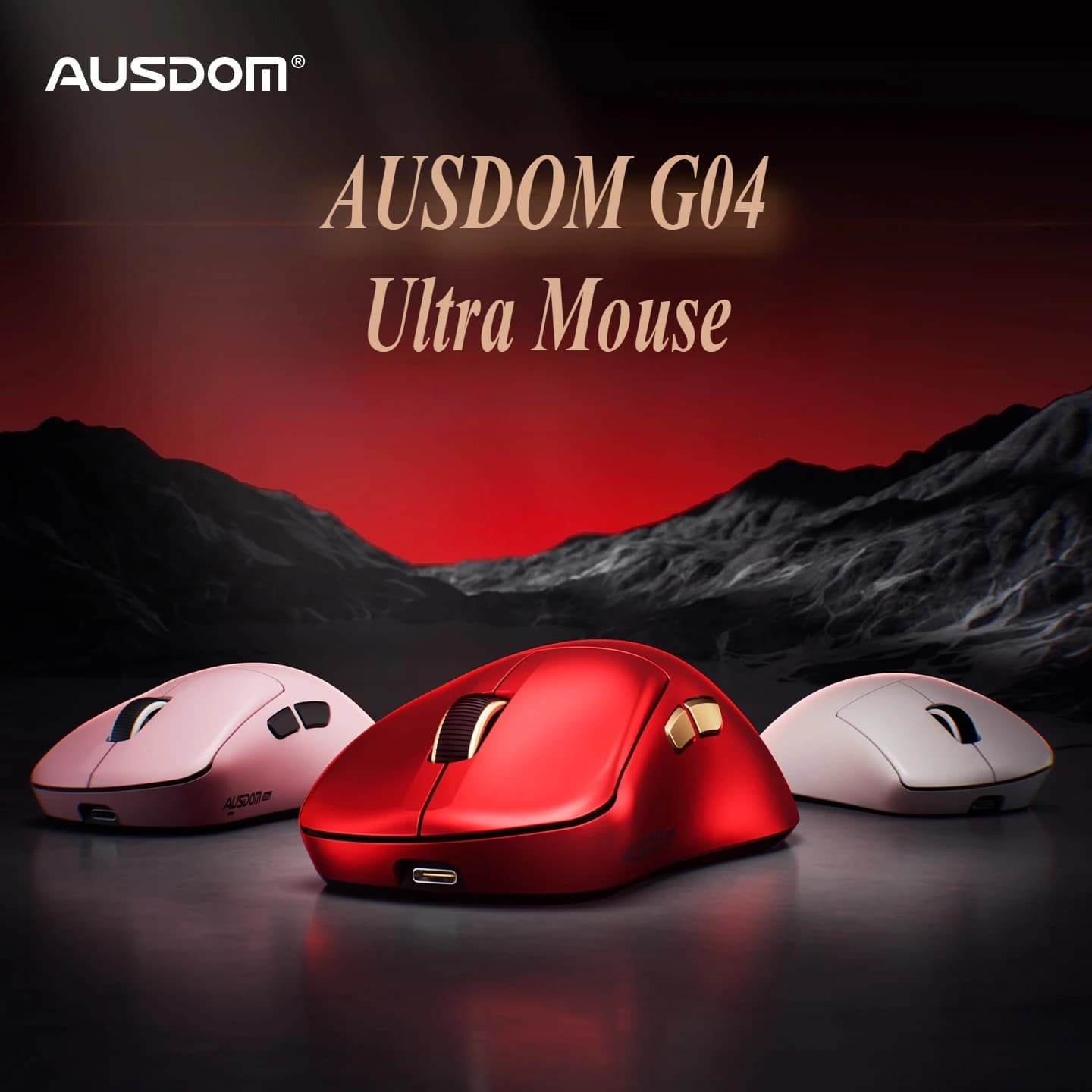 AUSDOM G04 Ultra Mouse Wireless Tri-mode 8KHz Polling Rate 36000DPI 56g Lightweight Custom Gaming Mouse for Small To Medium Hand