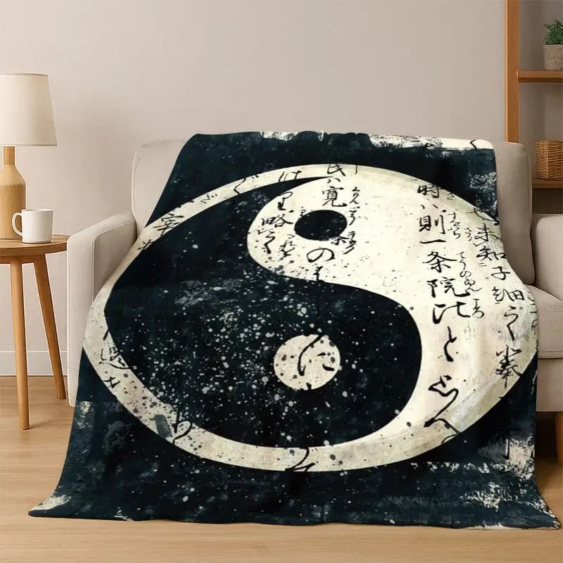 Coperta in Flanella con Simbolo Yin Yang Cinese Tai Chi, Morbida e Calda, per Camera da Letto, Soggiorno, Viaggi, Campeggio, Picnic, Regalo